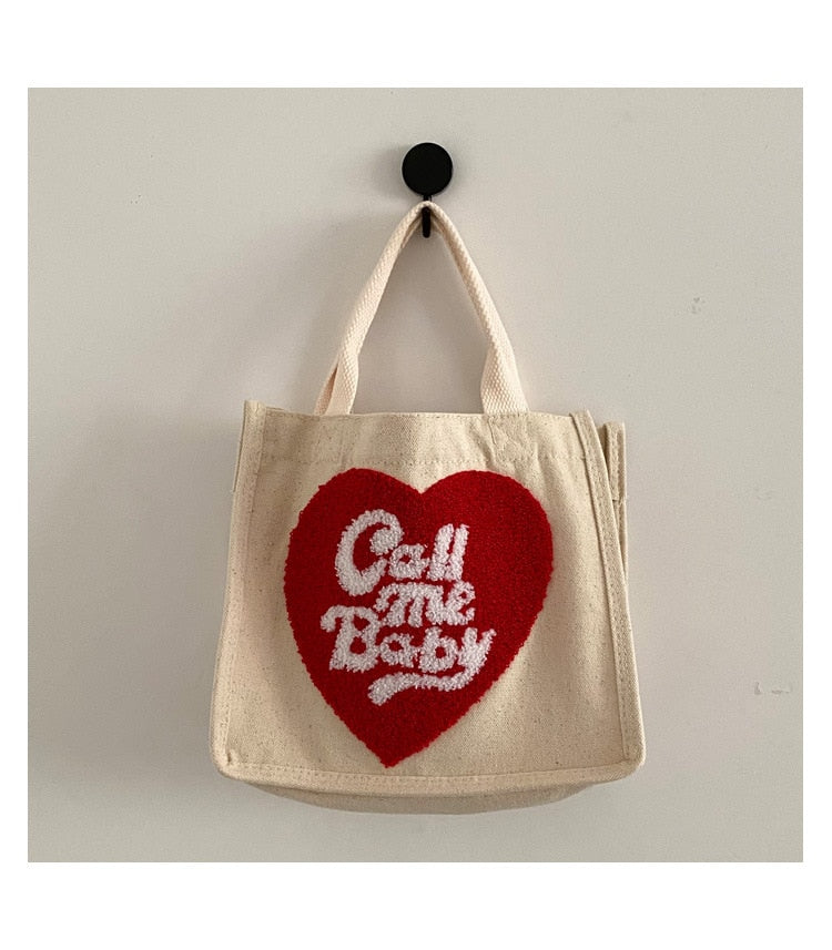 Heart Shape Canvas Tote Bag