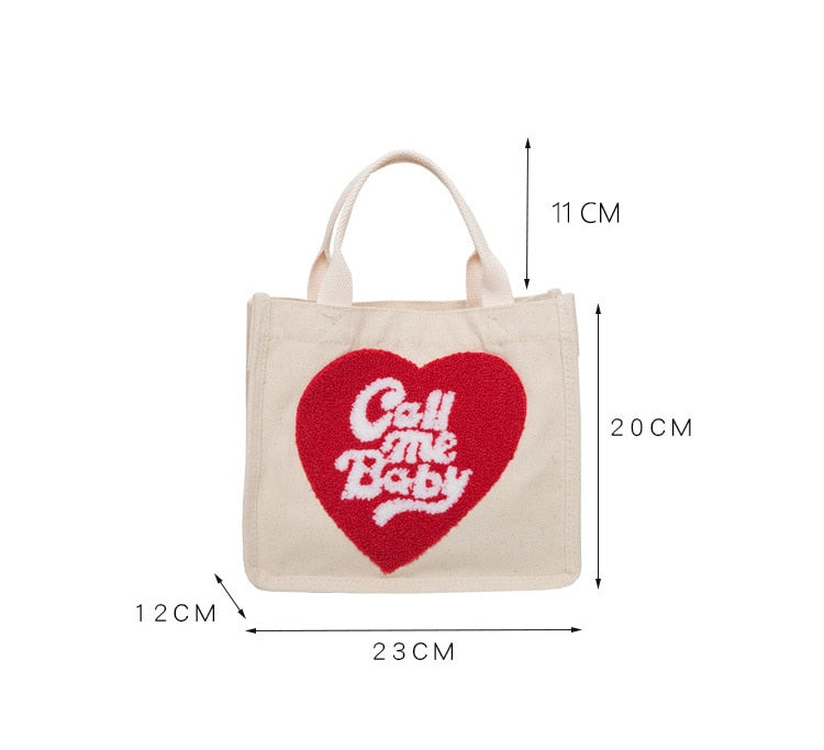 Heart Shape Canvas Tote Bag