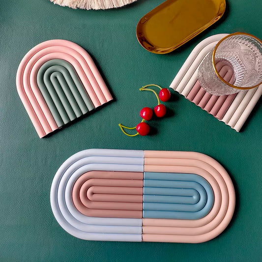 Nordic Style Silicone Rainbow Coasters
